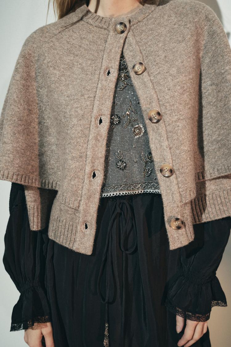 KNIT CAPE JACKET