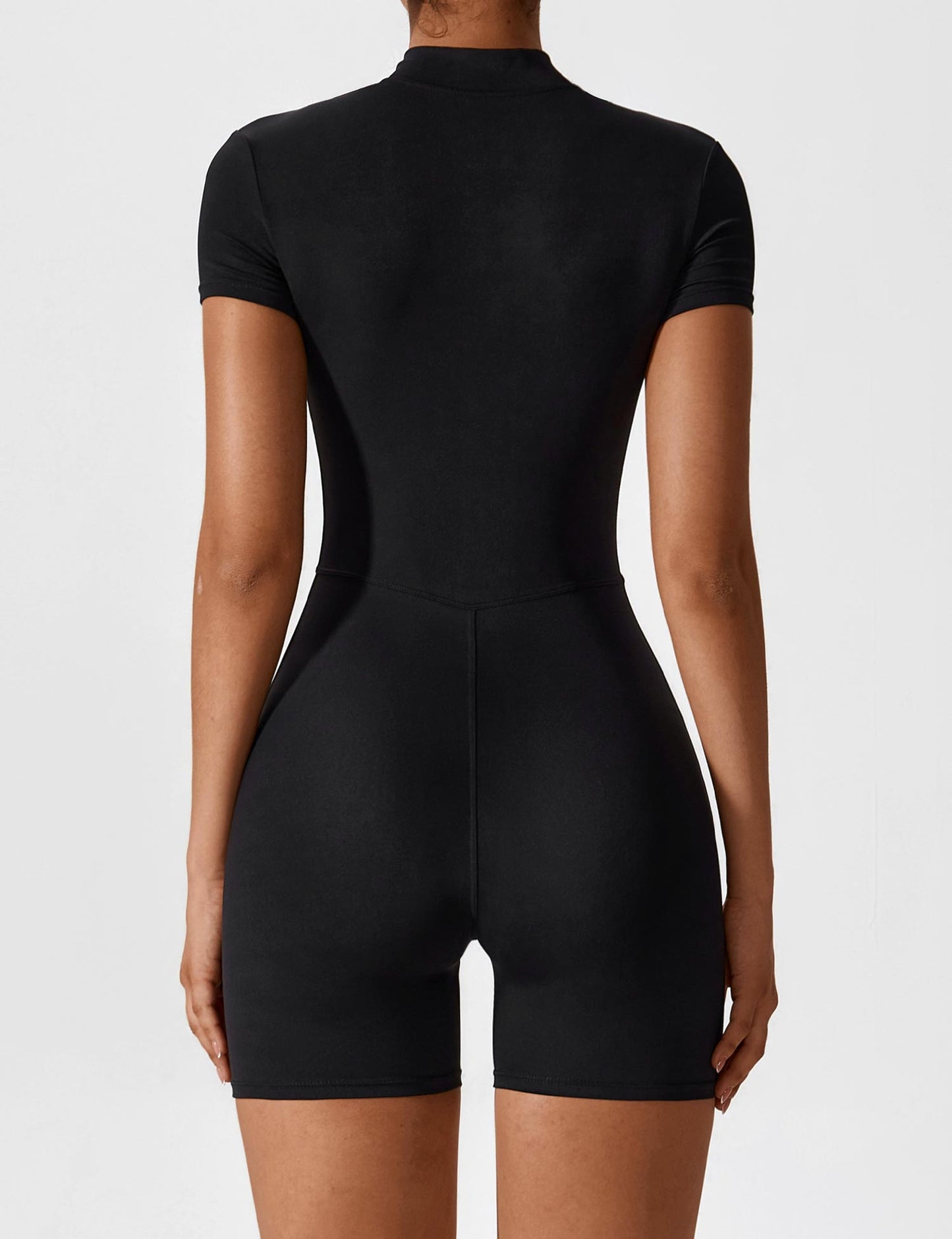 Elena | Seamless Short Sleeve Zip-Up Jumpsuit