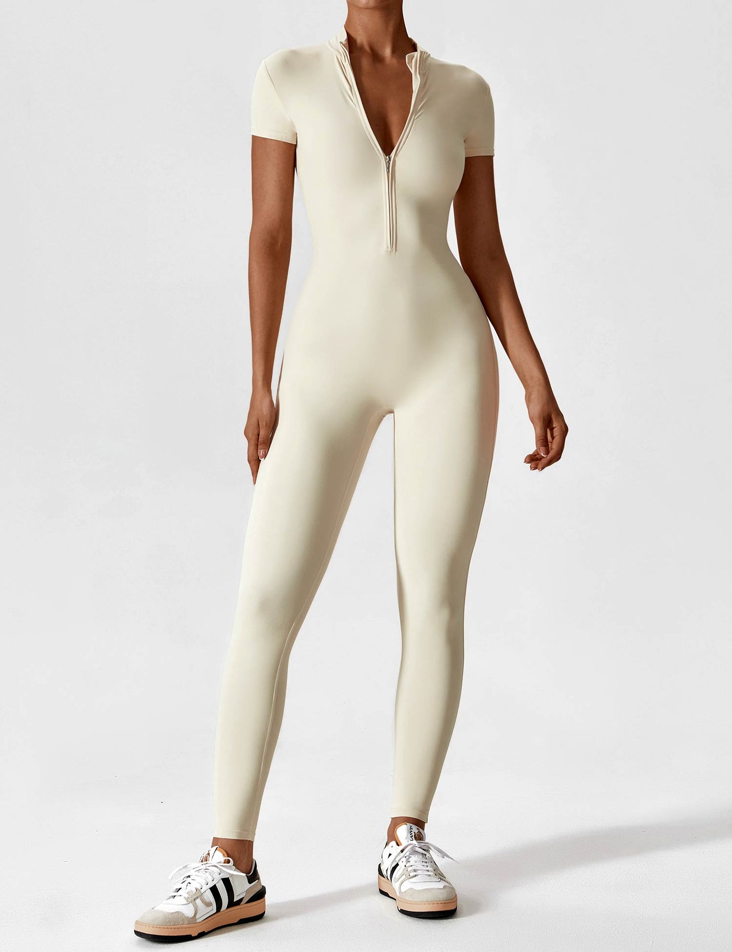 Wanda | Long Sleeve Jumpsuit - Standing Collar Zipper