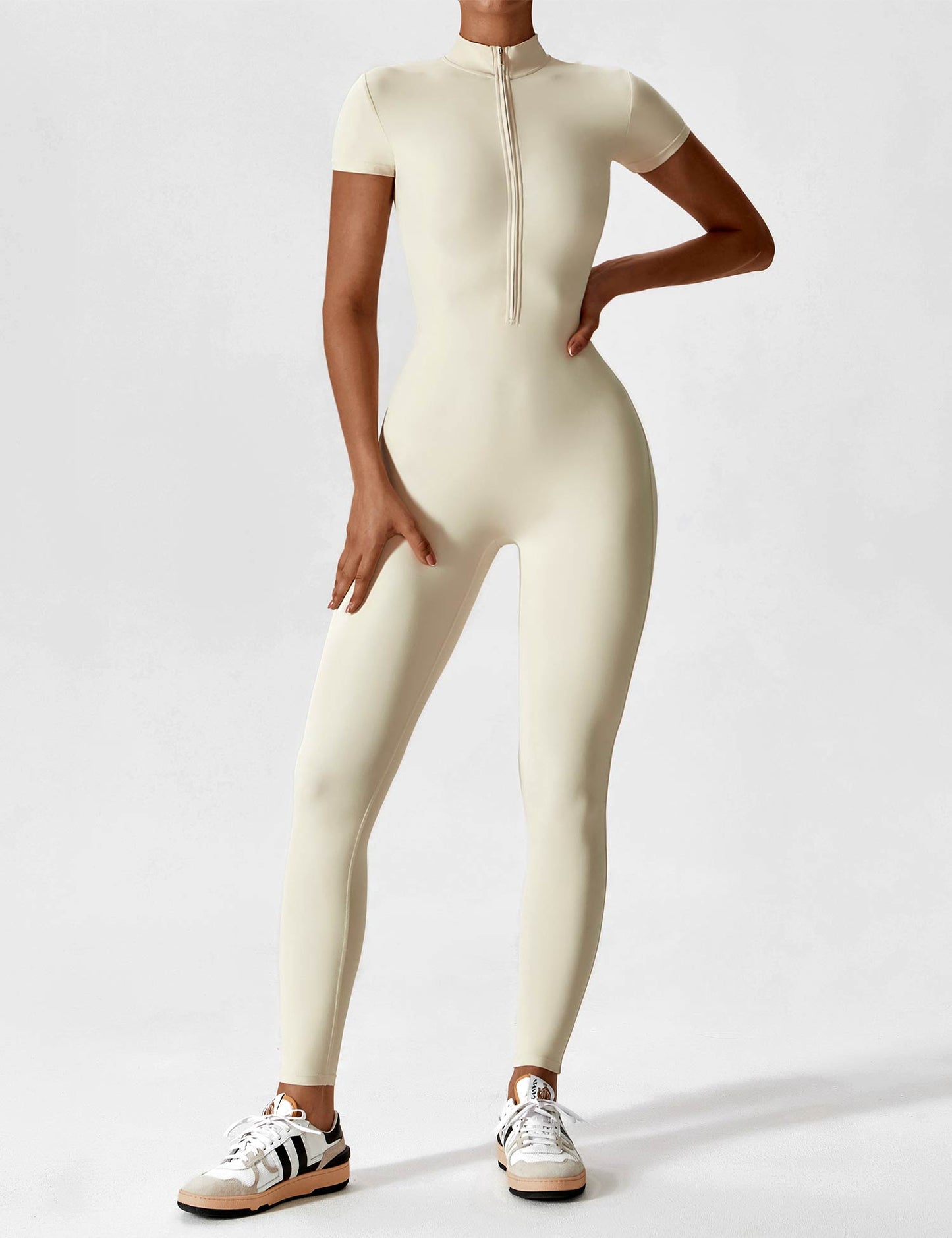 Wanda | Long Sleeve Jumpsuit - Standing Collar Zipper