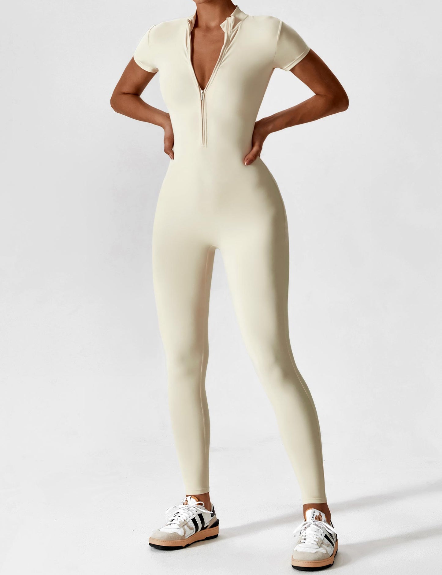 Wanda | Long Sleeve Jumpsuit - Standing Collar Zipper