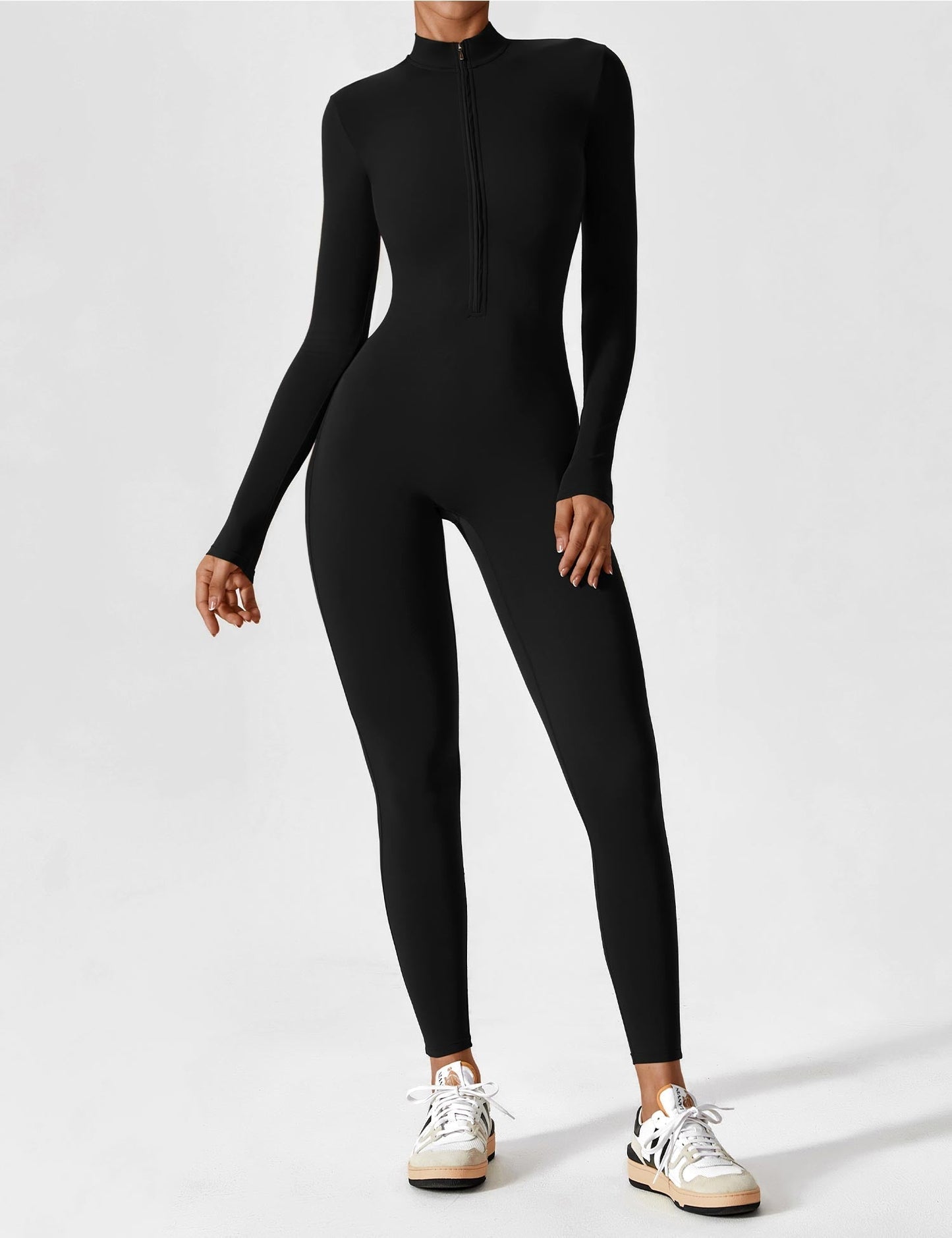 Wanda | Long Sleeve Jumpsuit - Standing Collar Zipper