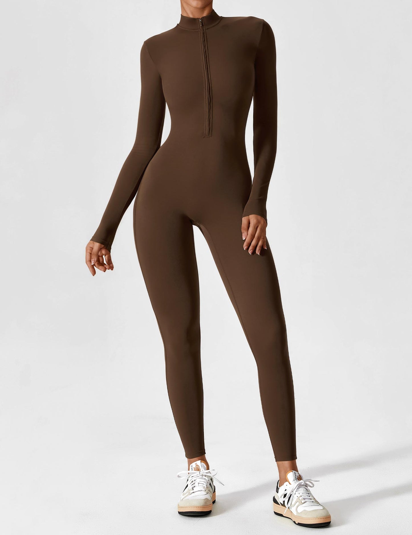 Wanda | Long Sleeve Jumpsuit - Standing Collar Zipper