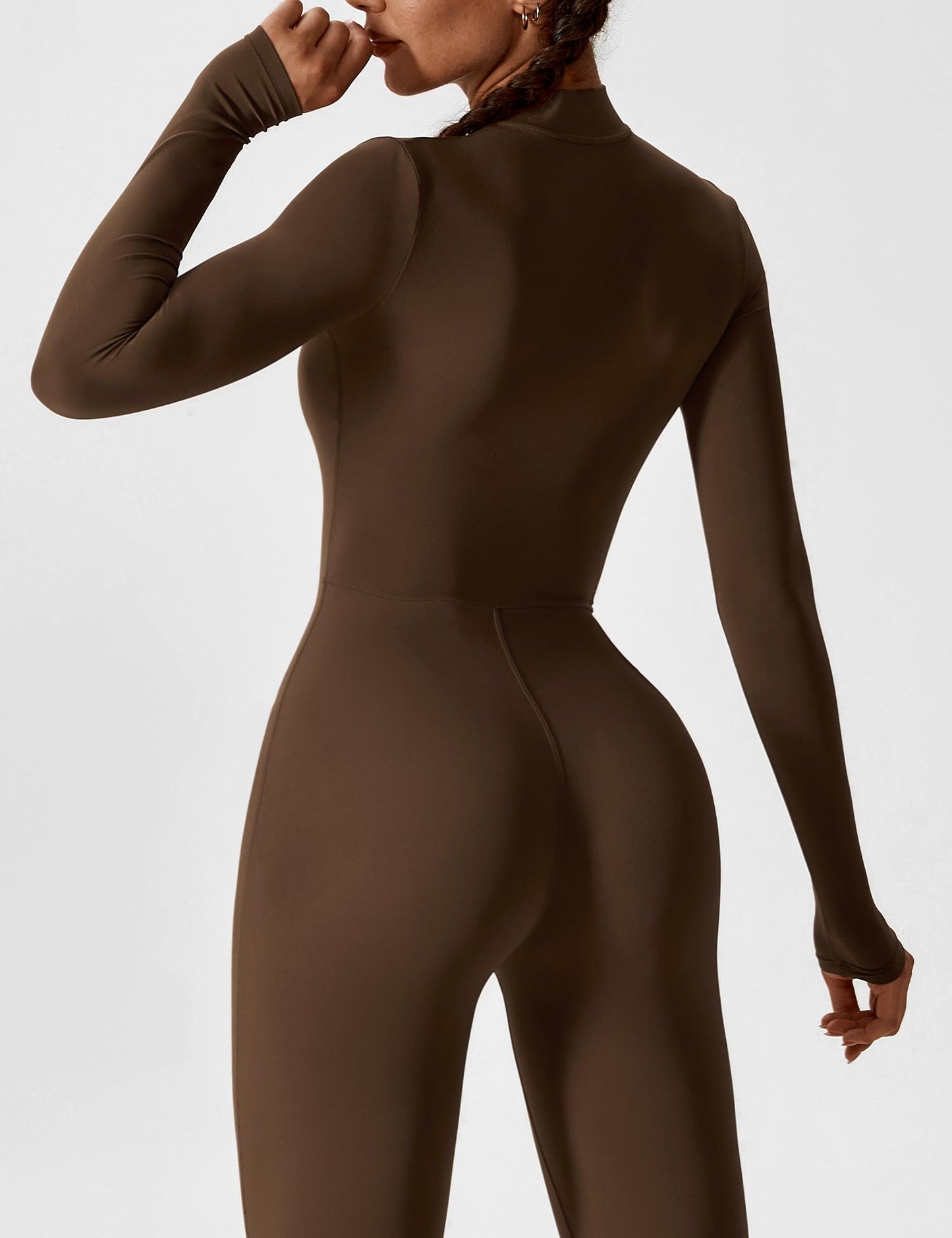 Wanda | Long Sleeve Jumpsuit - Standing Collar Zipper