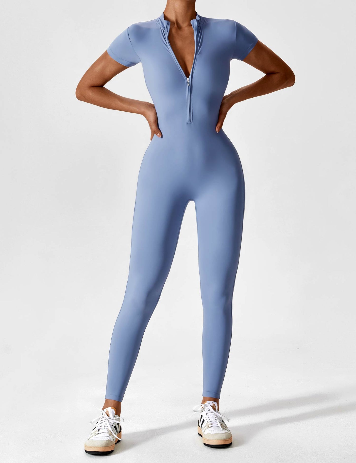 Wanda | Long Sleeve Jumpsuit - Standing Collar Zipper