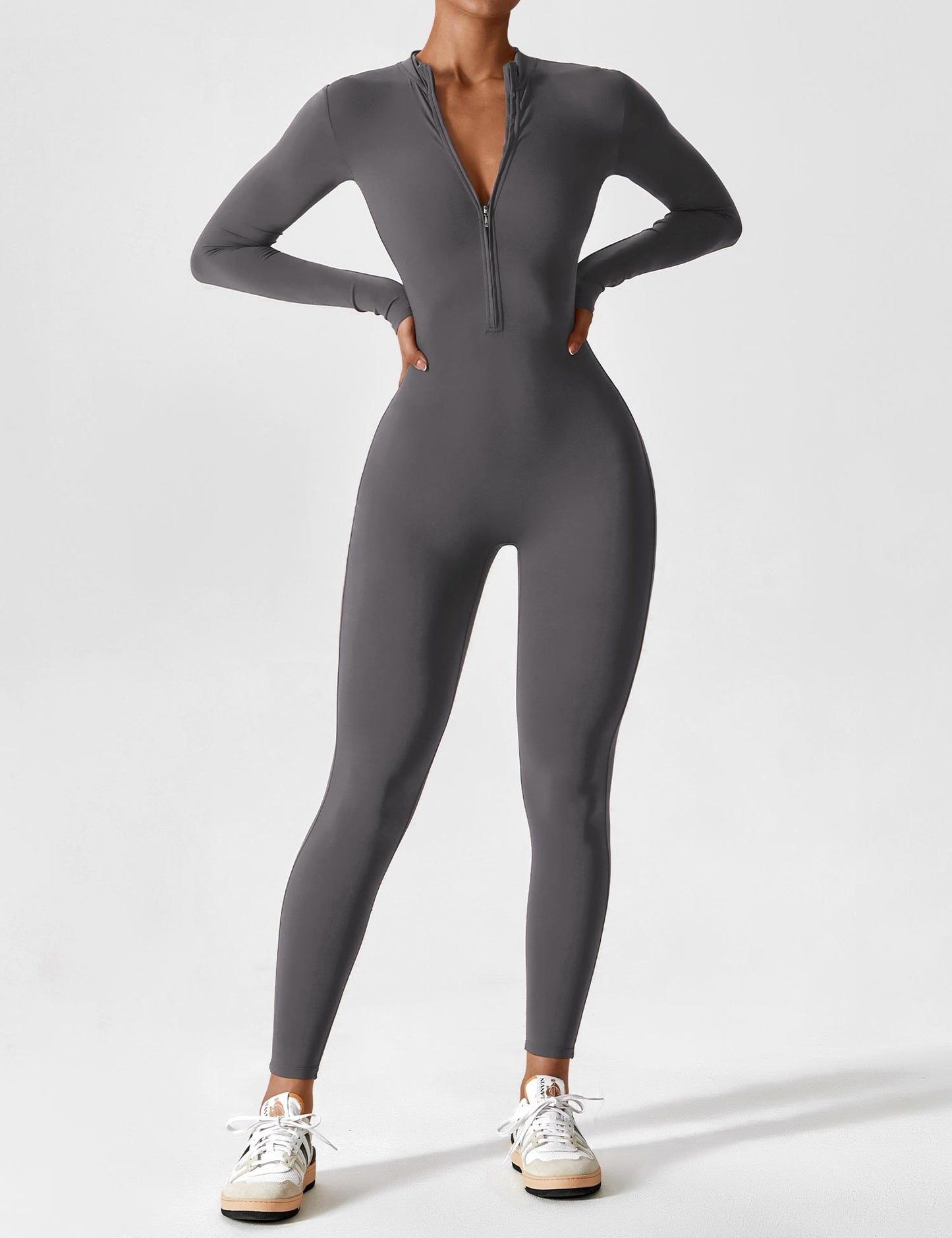 Wanda | Long Sleeve Jumpsuit - Standing Collar Zipper
