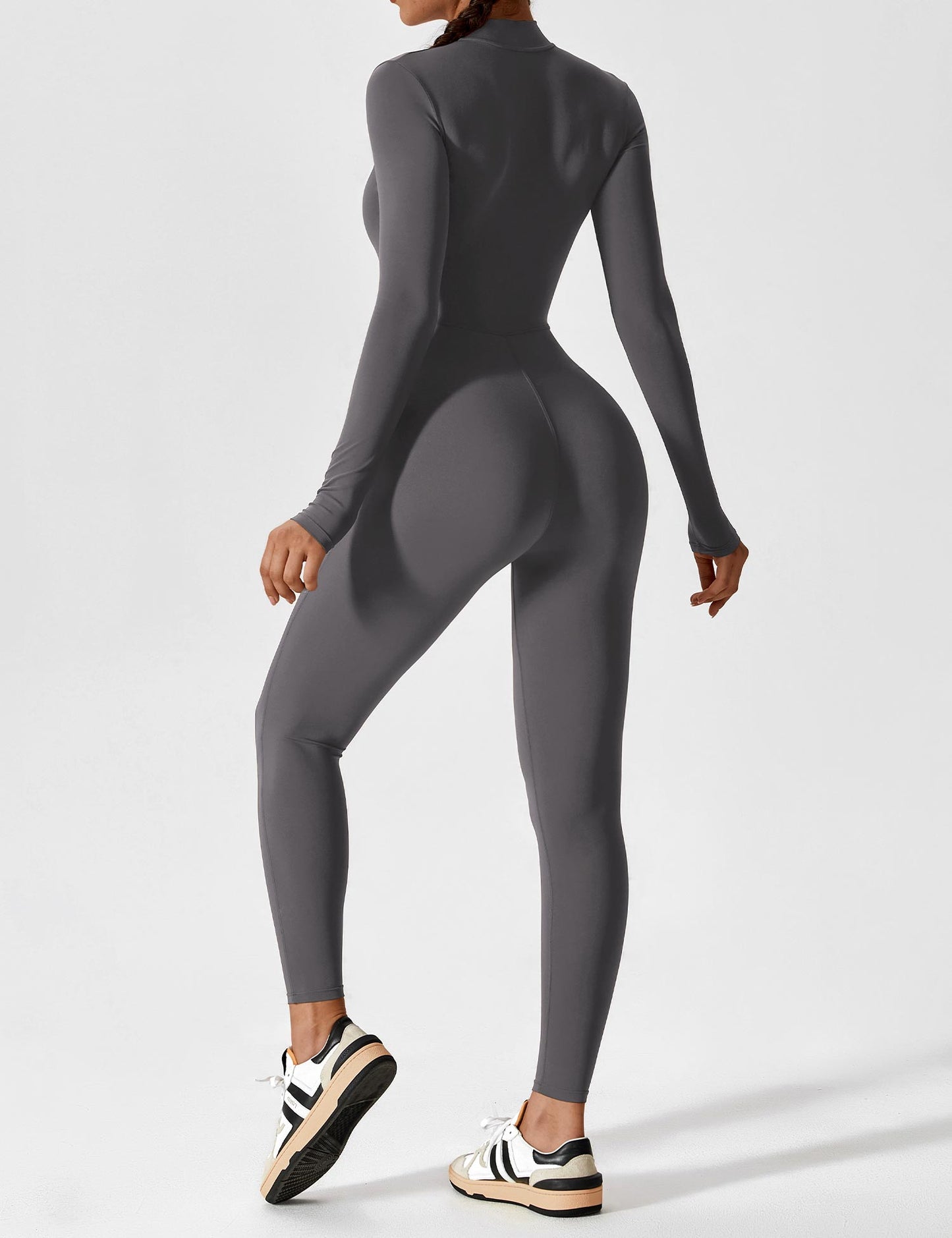 Wanda | Long Sleeve Jumpsuit - Standing Collar Zipper