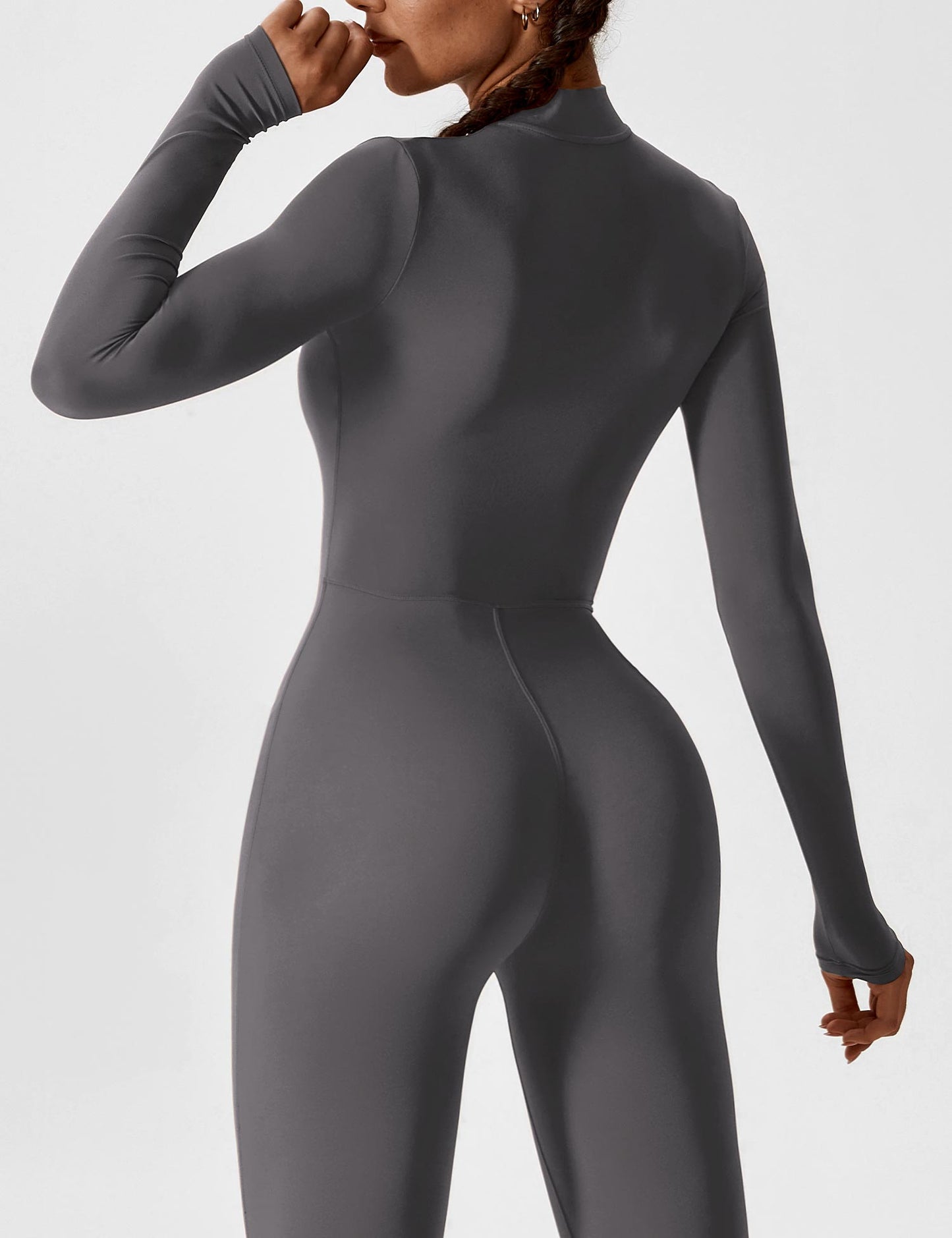 Wanda | Long Sleeve Jumpsuit - Standing Collar Zipper