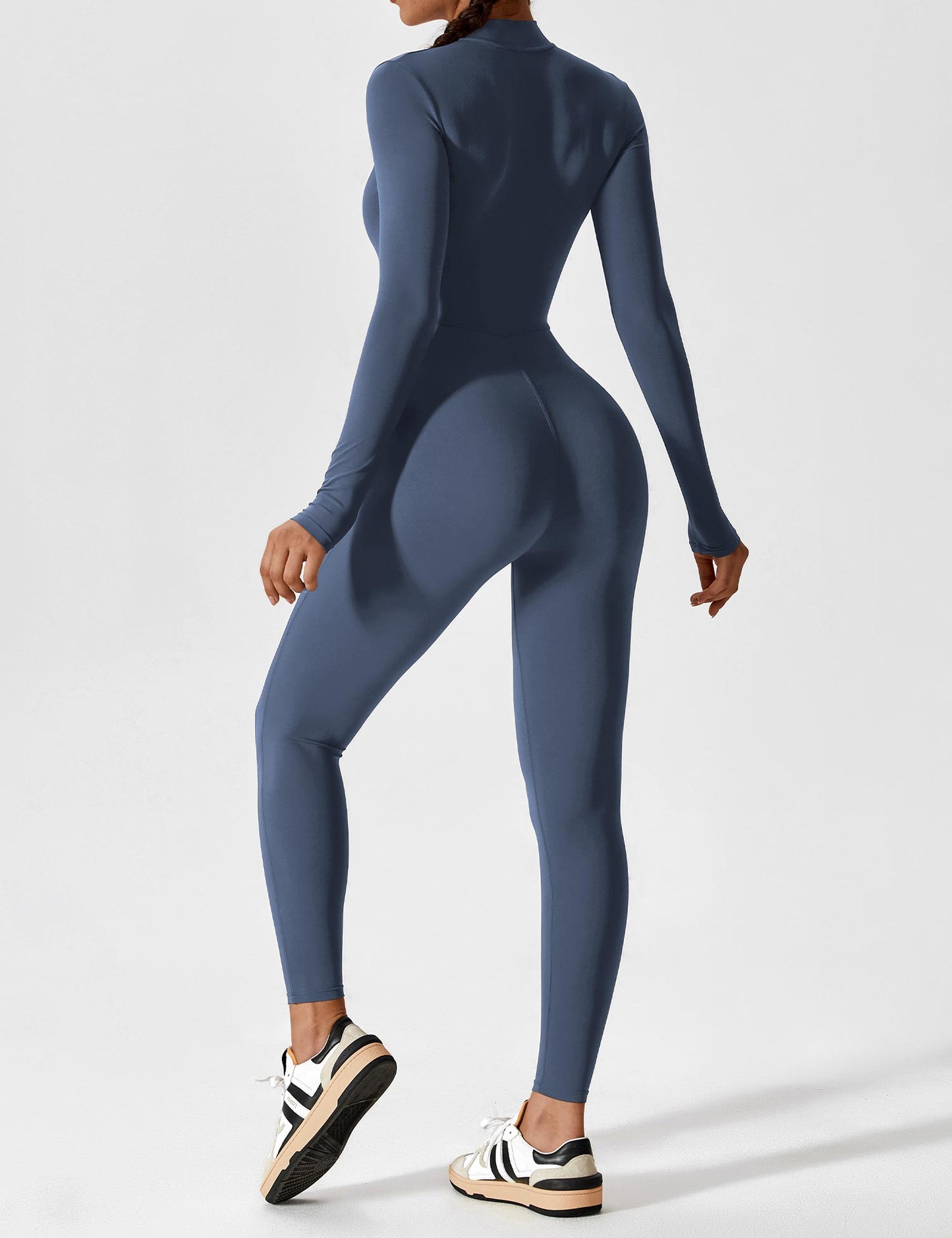 Wanda | Long Sleeve Jumpsuit - Standing Collar Zipper