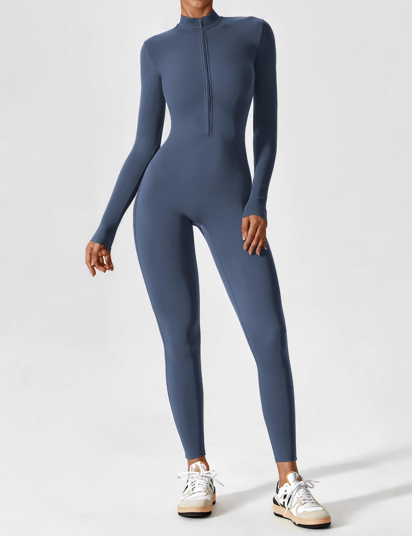 Wanda | Long Sleeve Jumpsuit - Standing Collar Zipper