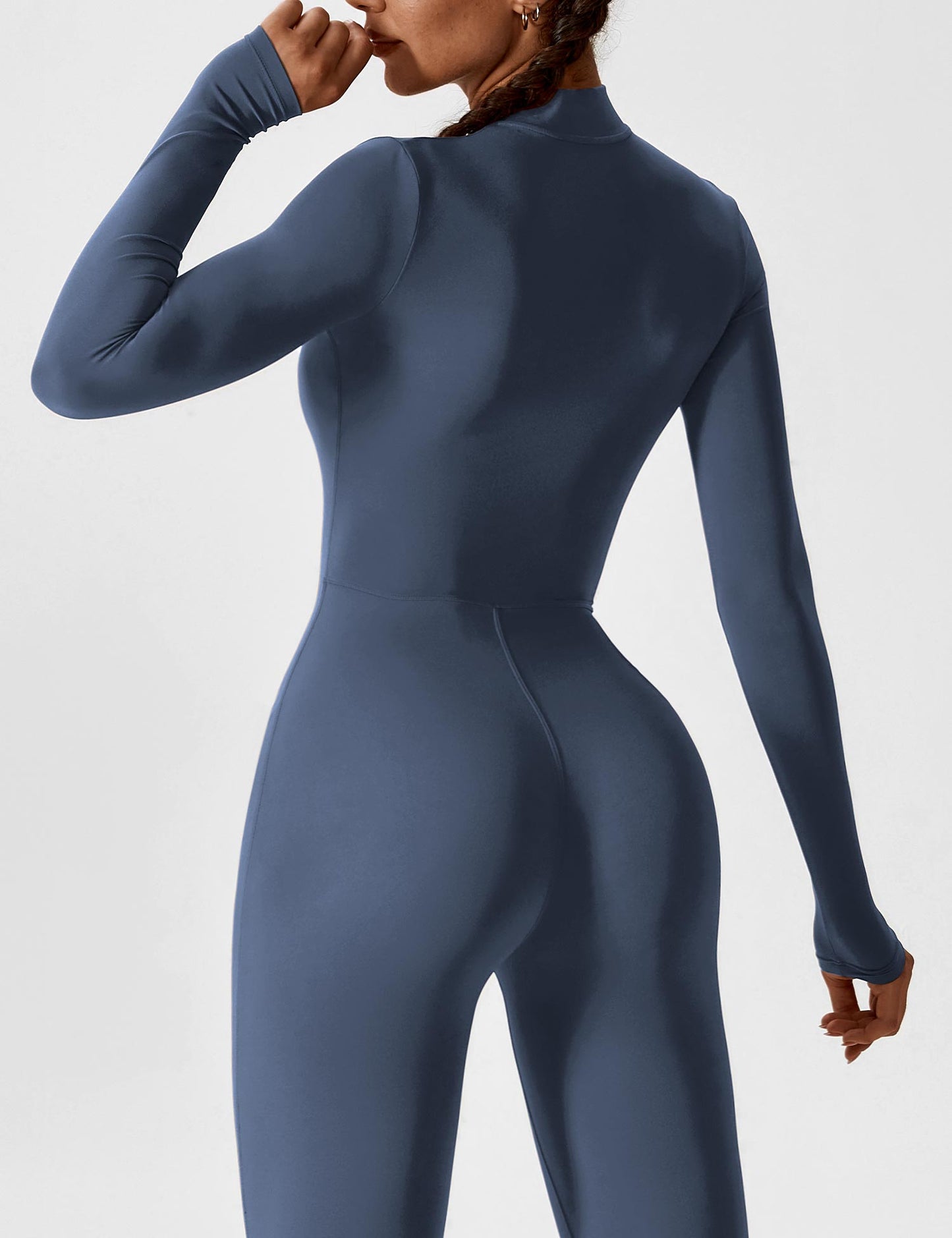 Wanda | Long Sleeve Jumpsuit - Standing Collar Zipper