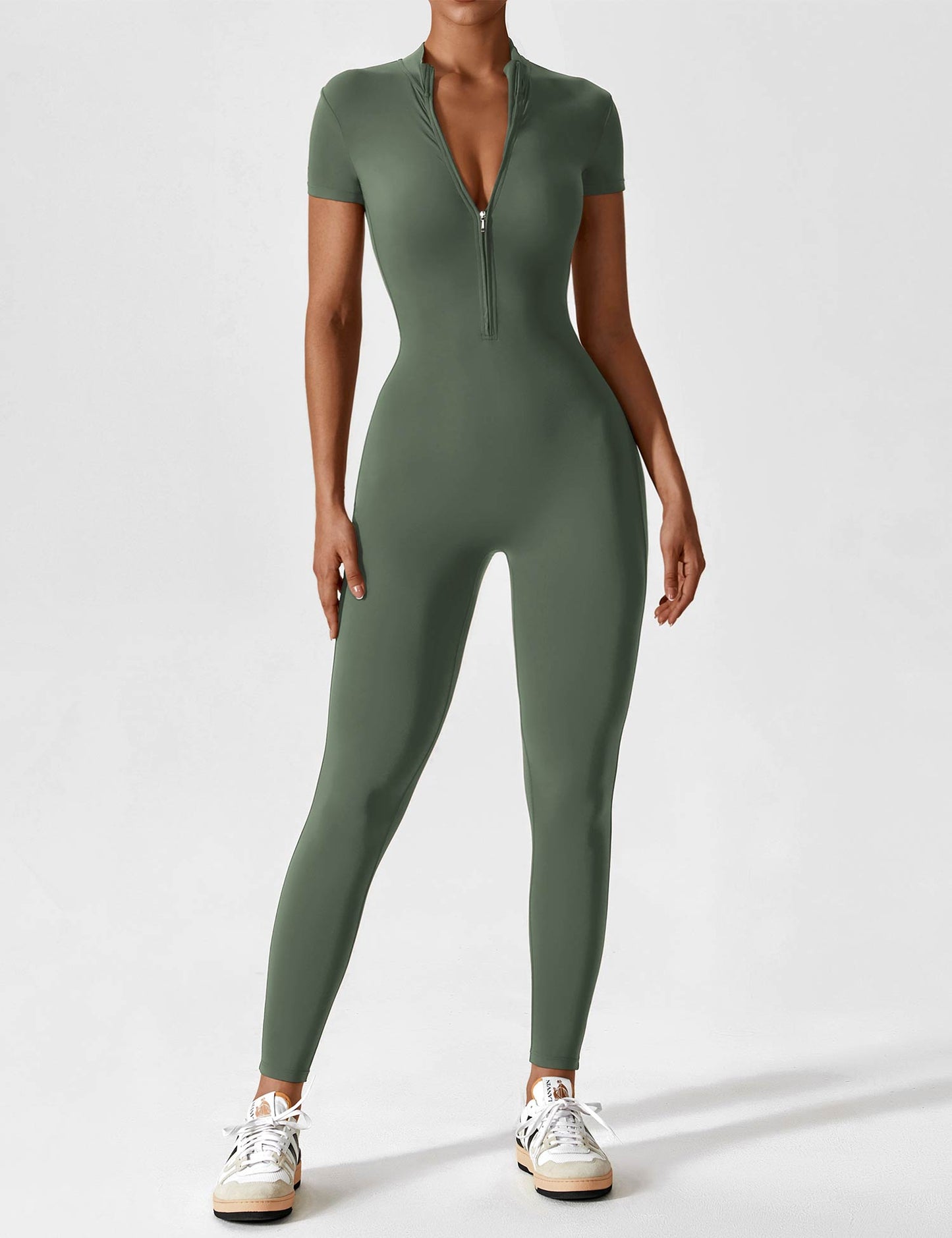 Wanda | Long Sleeve Jumpsuit - Standing Collar Zipper