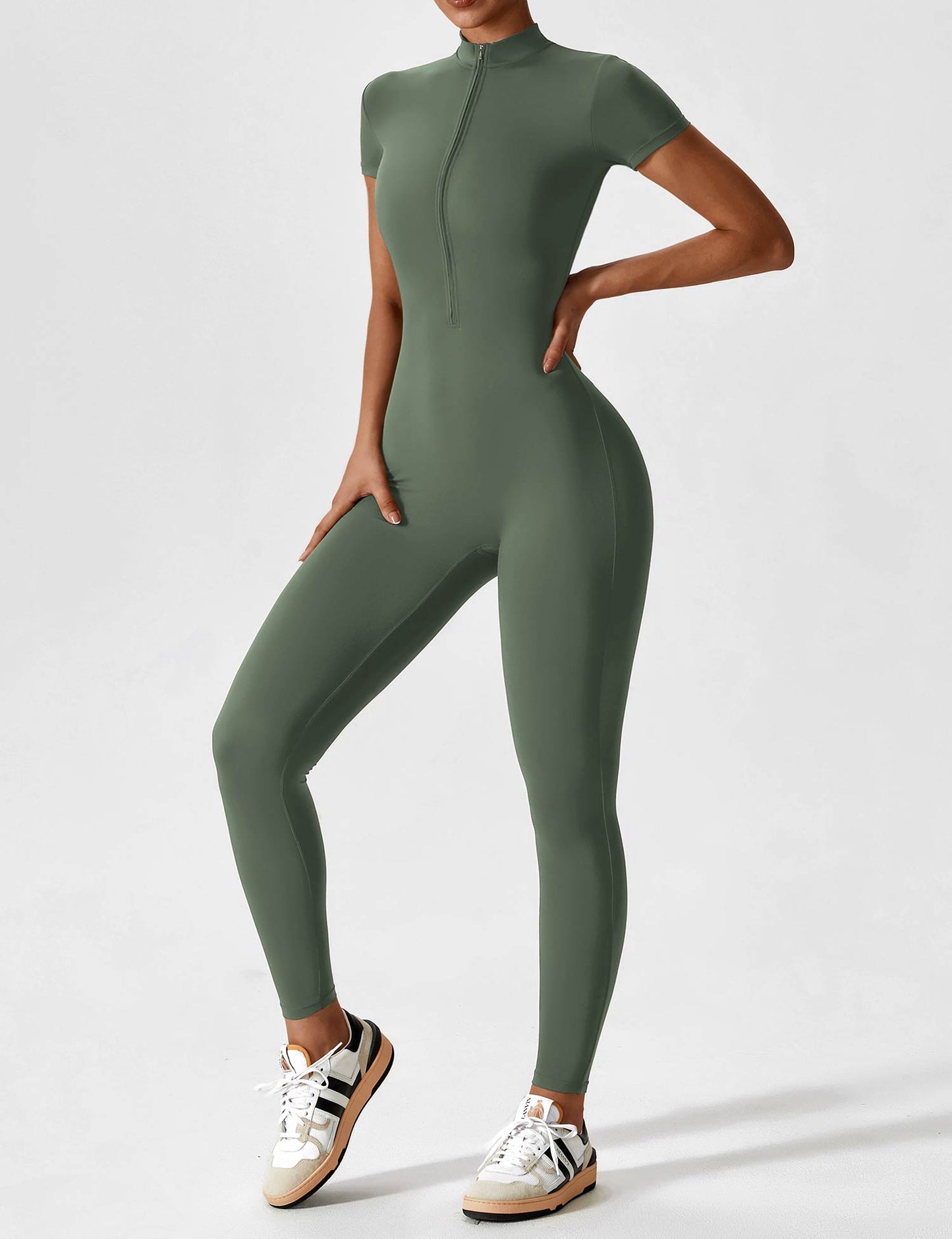Wanda | Long Sleeve Jumpsuit - Standing Collar Zipper