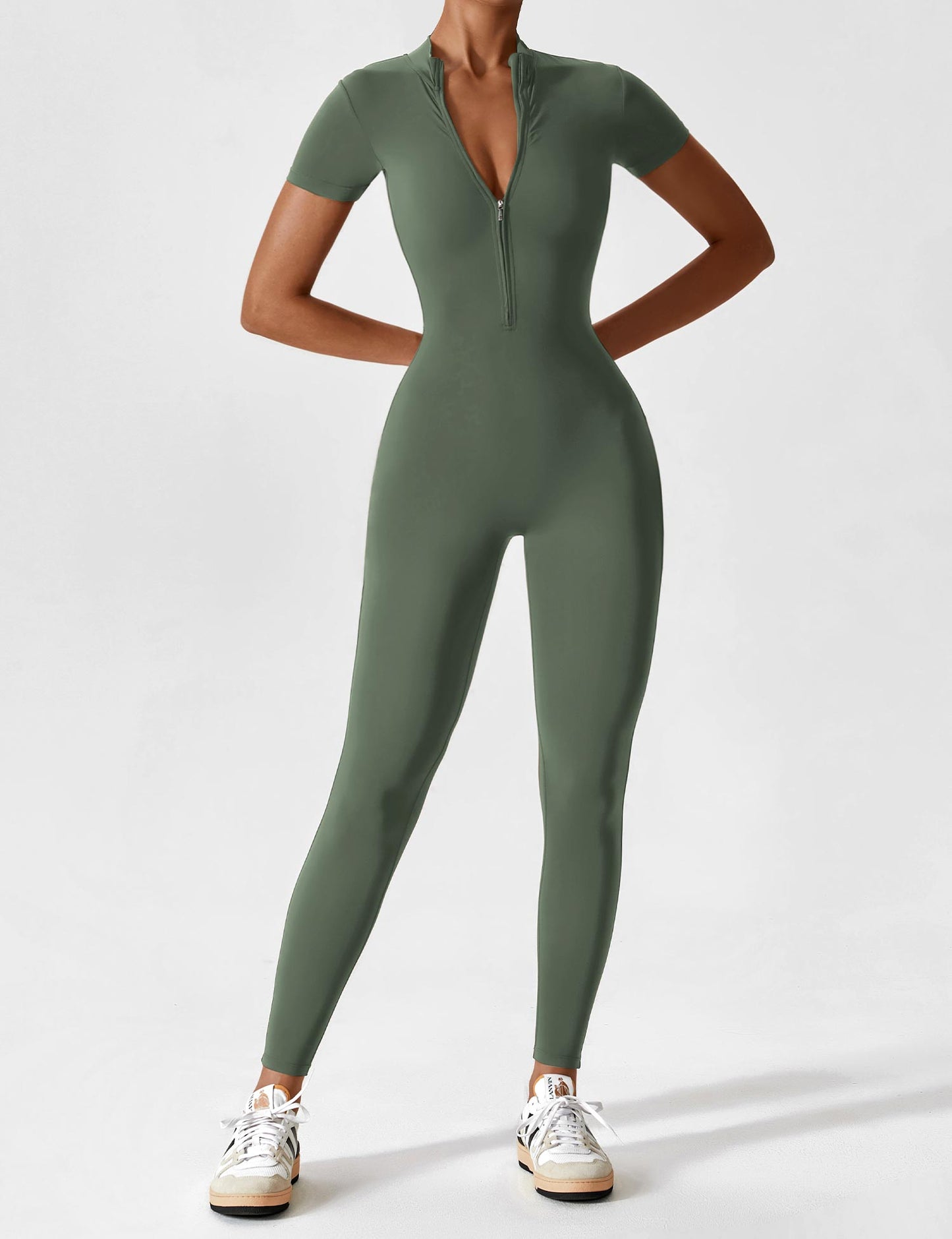 Wanda | Long Sleeve Jumpsuit - Standing Collar Zipper