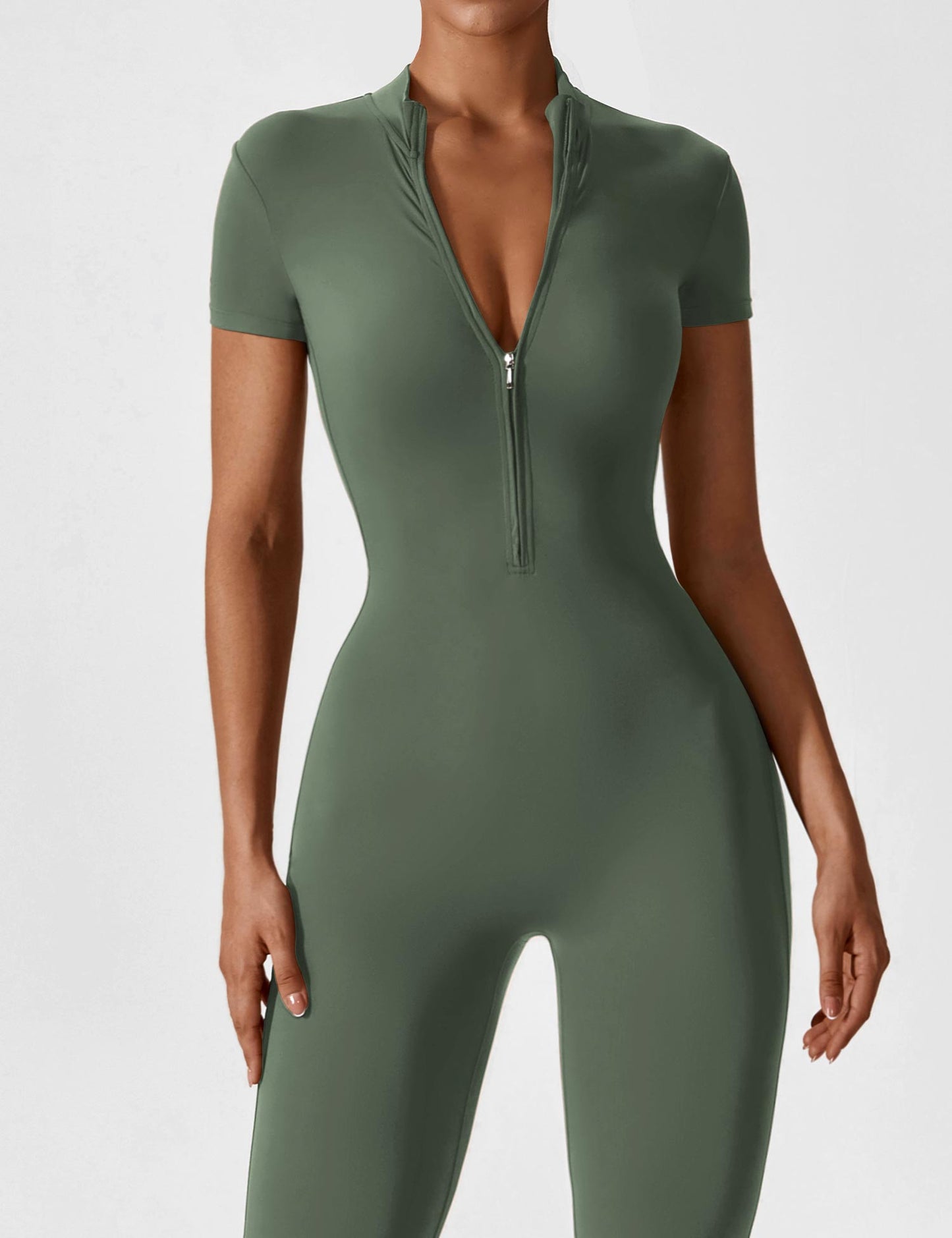 Wanda | Long Sleeve Jumpsuit - Standing Collar Zipper