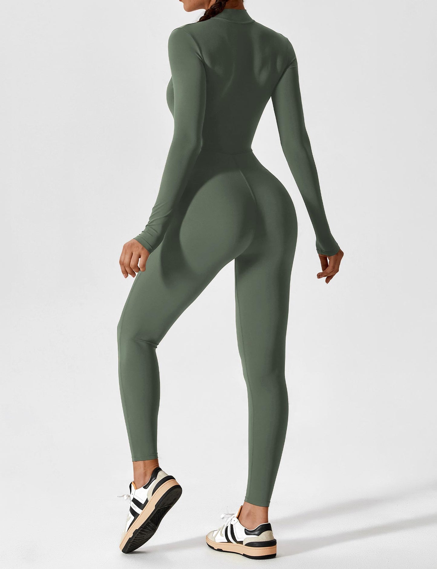 Wanda | Long Sleeve Jumpsuit - Standing Collar Zipper