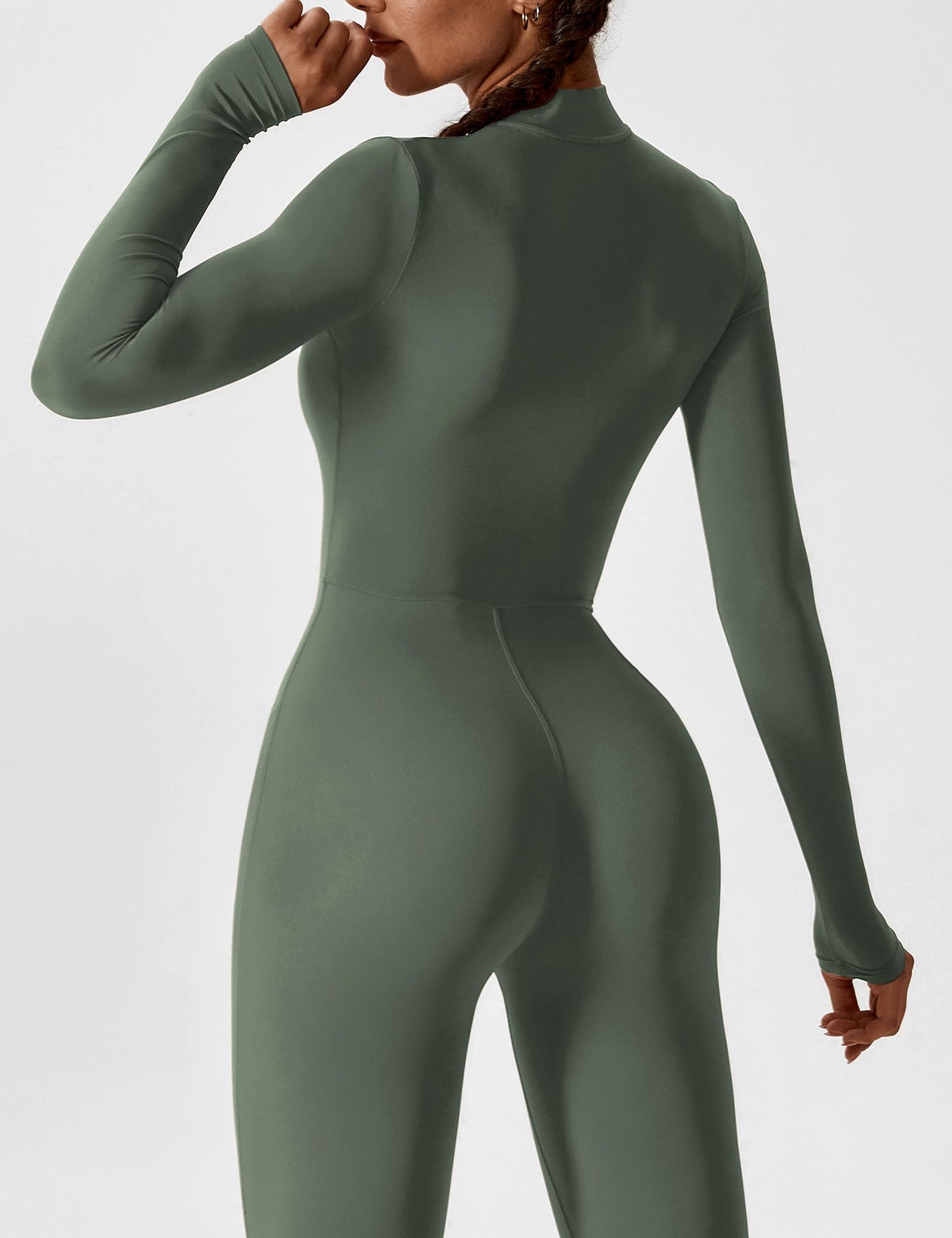 Wanda | Long Sleeve Jumpsuit - Standing Collar Zipper
