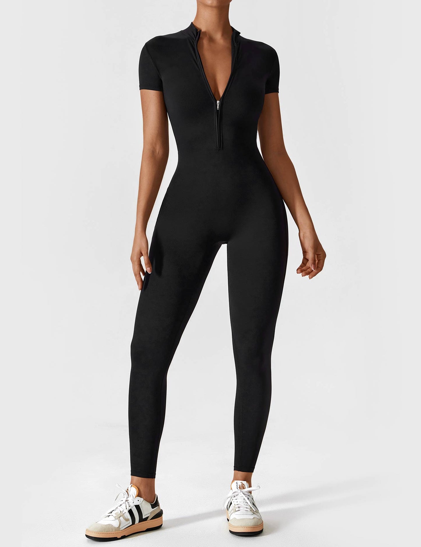 Wanda | Long Sleeve Jumpsuit - Standing Collar Zipper