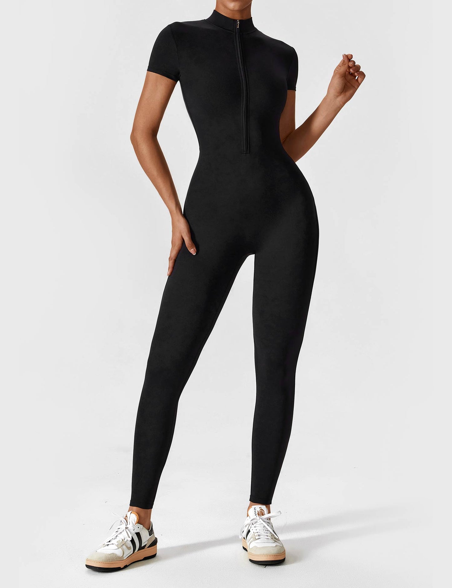 Wanda | Long Sleeve Jumpsuit - Standing Collar Zipper