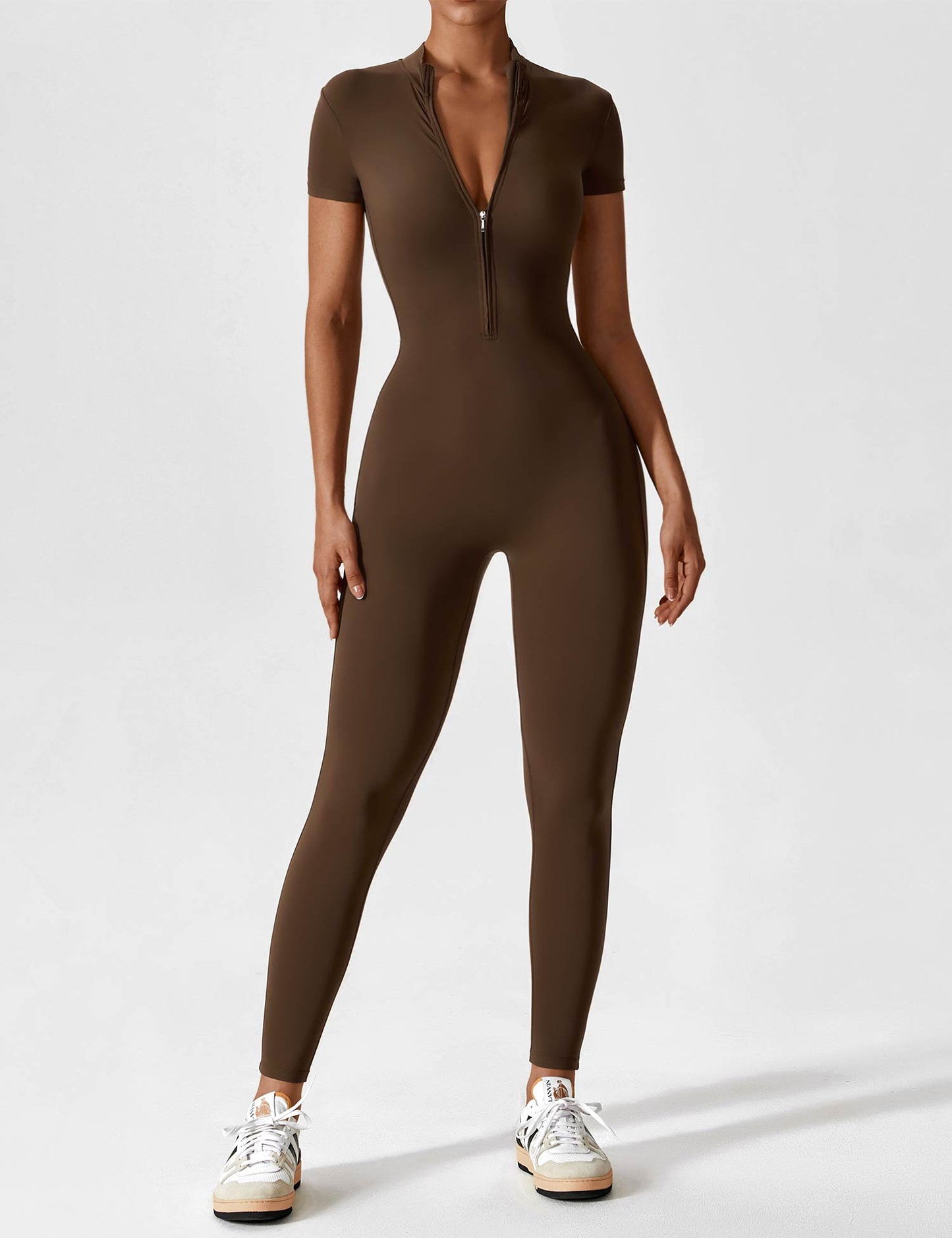 Wanda | Long Sleeve Jumpsuit - Standing Collar Zipper