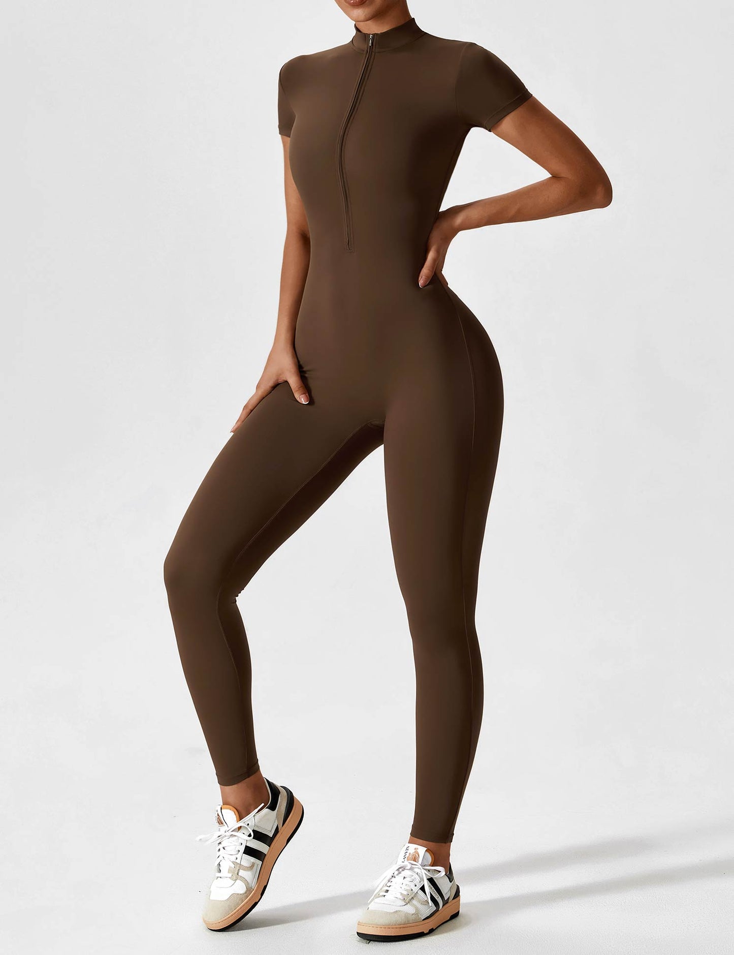 Wanda | Long Sleeve Jumpsuit - Standing Collar Zipper