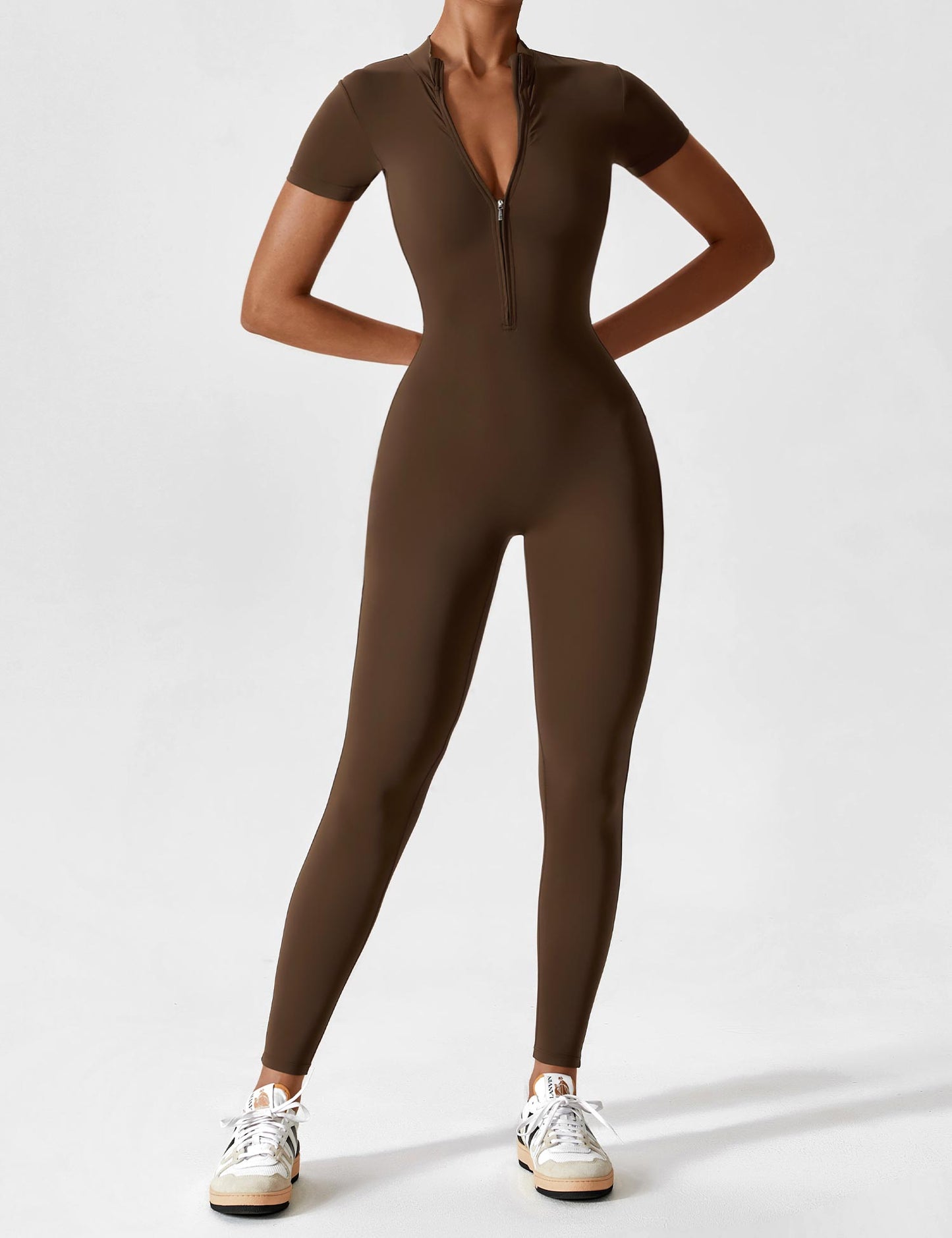 Wanda | Long Sleeve Jumpsuit - Standing Collar Zipper