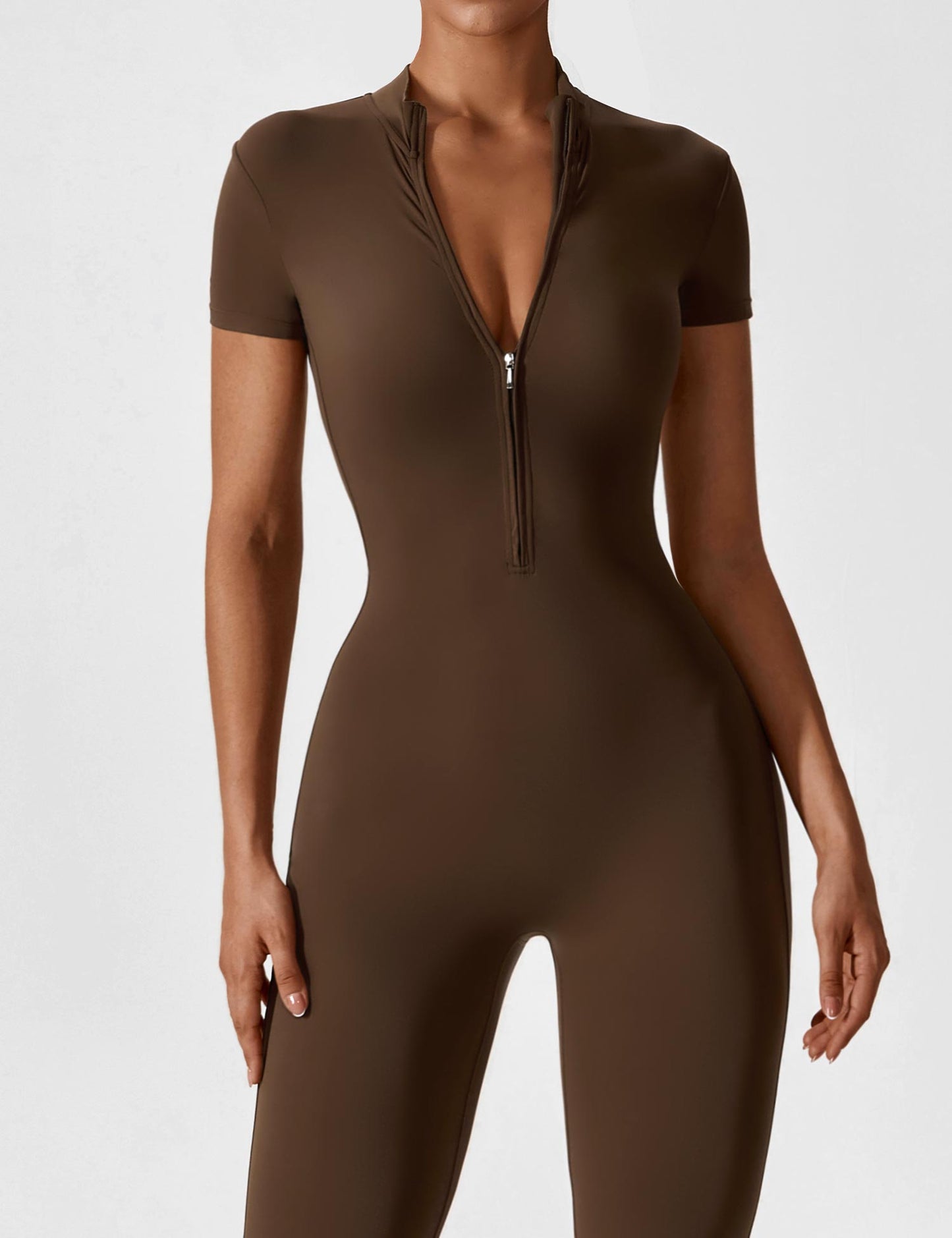 Wanda | Long Sleeve Jumpsuit - Standing Collar Zipper