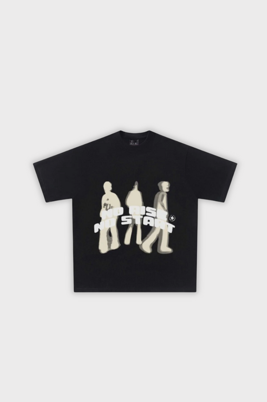 Black Graphic Tee 'Walking Start'