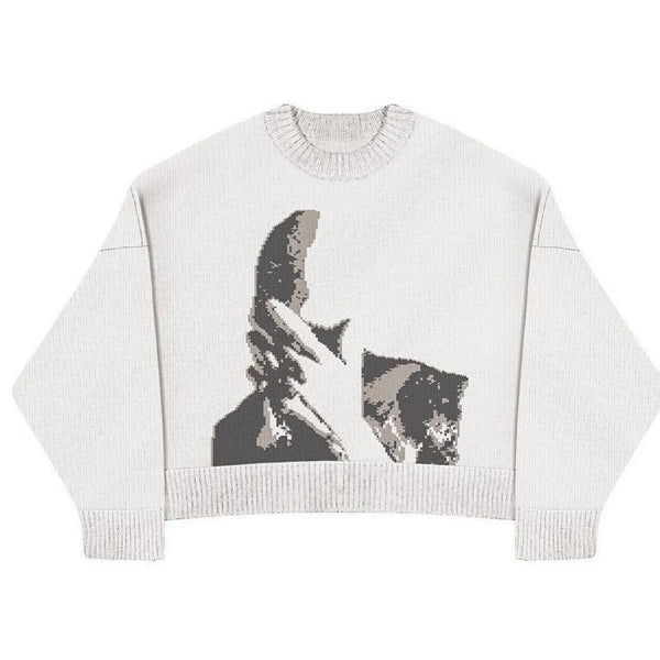 WHITE - KNITTED SWEATER