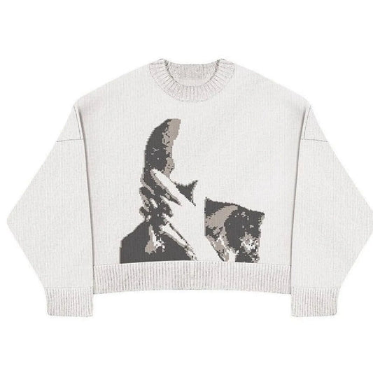 WHITE - KNITTED SWEATER